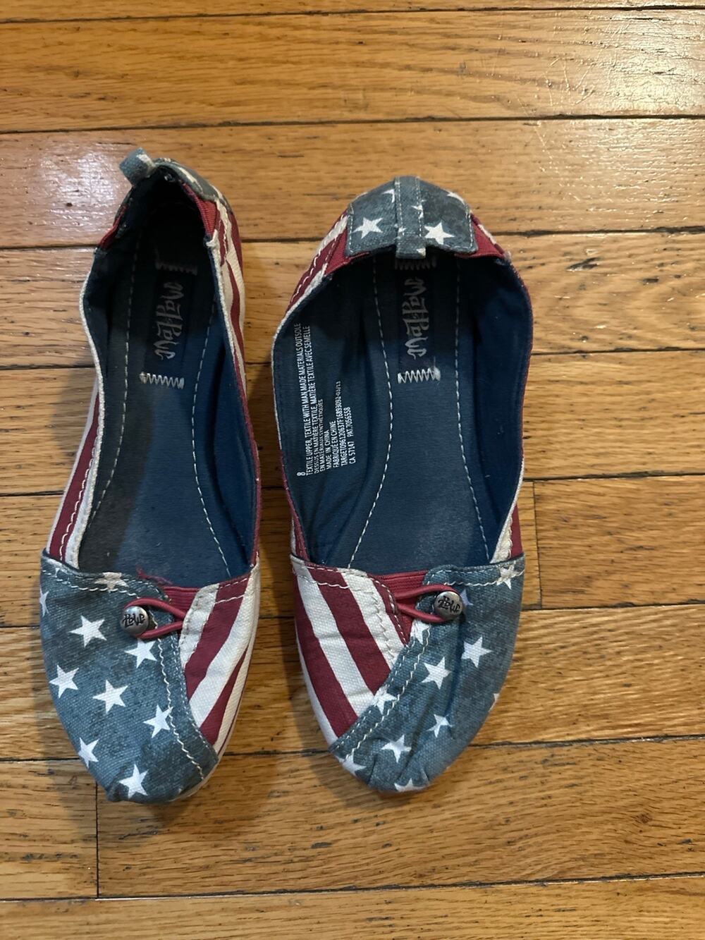 Mad Love American Flag Ballet Flats Women’s Size 8 Patriotic USA Slip On Shoes
